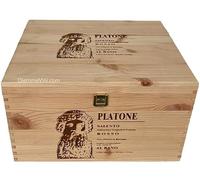 Generico Caja de madera de pino maciza vacía Platón Rojo Salento al Bano, para 6 botellas, 33 x 26 x 19 cm