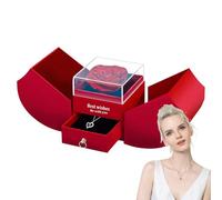 Genérico Caja de rosas con collar, caja de rosas s - Te amo collar en 100 idiomas, Rose Heart Box to My Love - Colgante de caja de flores para novia, mujeres, madre, esposa, joyas de San Valentín
