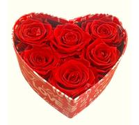 Genérico Caja de Rosas ETERNAS Rojas. Caja de Corazón. Rosas Rojas Preservadas. Decoración Romántica con Lazo. Ideal San Valentin. Enamorados. Aniversarios.