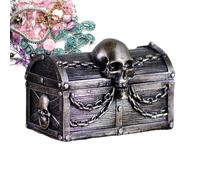 Generico Caja del tesoro - Pro | Baúl vintage - Joyero de resina con calavera y cadenas Cofre vintage para pirata y regalos de Navidad de Halloween de alto rendimiento | 2026 profesional