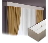 Genérico Caja para Cortinas De Aluminio Doble Riel Montaje En Techo O Pared Cenefa Decorativa Cubierta para Barra De Cortina Resistente para Sala Dormitorio Cocina(Gold Ceiling,110cm/3.6ft)
