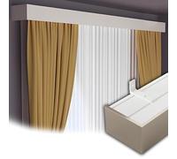 Genérico Caja para Cortinas De Aluminio Doble Riel Montaje En Techo O Pared Cenefa Decorativa Cubierta para Barra De Cortina Resistente para Sala Dormitorio Cocina(Gold Wall,125cm/4.1ft)
