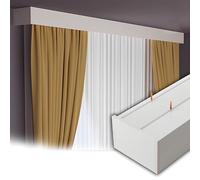 Genérico Caja para Cortinas De Aluminio Doble Riel Montaje En Techo O Pared Cenefa Decorativa Cubierta para Barra De Cortina Resistente para Sala Dormitorio Cocina(White Ceiling,90cm/2.9ft)