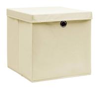 Genérico Cajas de almacenaje con Tapas 4 uds Crema 28x28x28 cm,Productos del hogar,Organización y Almacenamiento,Cestas para almacenaje-325216