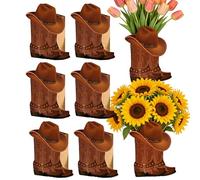 Genérico Cajas de Flores Botas Vaqueras Western - 12x20x25cm Decoración Temática | 8pcs Cumpleaños, Babý Shower, Bodas - Papel Material | Rústica, Decoración Mesa, de Regalo