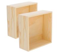 Genérico Cajas de Madera sin Tapa 20x20x8 Cm 2 Piezas Caja Cuadrada Almacenamiento Decorativa para Oficina y Recuerdos de Boda Joyero Multifuncional Práctico en Hogar y Escritorio
