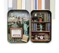Generico Cajas porta recuerdos con | Vintage escena patriótica 2D de metal - decorativa americana 1776-2026 | Para casa, dormitorio, estudio, oficina, escuela, aula, vacaciones