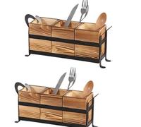 Genérico Cajón De Madera,Organizador de Encimera Elegante con 3 Compartimentos y Asa | Almacenamiento De Utensilios Organizador De Tenedores Y Cucharas,Para Restaurante Cafetería Hotel Hogar Mesa De