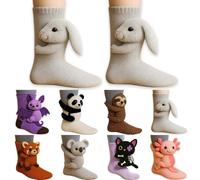 Genérico Calcetines Animales Punto 3D, Termicos Mujer Invierno Calcetín De Calentitos Andar Por Casa Antideslizantes de Estar por Térmico Zapatillas Para Navidad