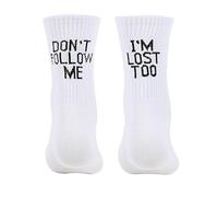Genérico Calcetines Antiampollas Senderismo Ropa Mujer Algodón Am Too Printing Me Lose I Don't Medium Long Follow Fun Originales Para Mujer (White, One Size)