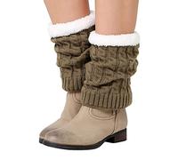 Genérico Calcetines cálidos Jersey Rodilleras y polainas de punto y botas cálidas de lana engrosada y forro polar, talla 5, caqui, Talla única