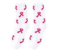 Genérico Calcetines casuales unisex con estampado de concienciación sobre el cáncer de mama a media caña (White, One Size)