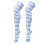 Genérico Calcetines de conejo de Navidad para mujer en calcetines de rodilla Trajes de fiesta de Navidad Calcetines Calcetines altos a rayas Calcetines Esquí Invierno, azul claro, Talla única