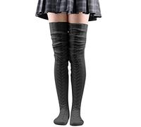 Genérico Calcetines De Deporte Hombre Medias Pelo Mujer Medias tejidas para piernas, calentadores largos hasta el muslo, calcetines hasta la rodilla con Cable para Tallas Grandes (Dark Gray, One Size)