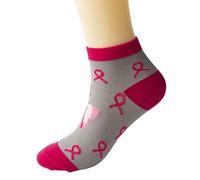 Genérico Calcetines deportivos con cinta para concienciación sobre el cáncer de mama para mujer paquete (Dark Gray, One Size)