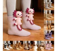 Genérico Calcetines Divertidos Mujer Deportivos Lindos de Animales Tejidos en 3D de Crochet Hechos a Mano Casuales