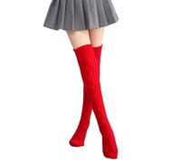 Genérico Calcetines Largos Mujer Calcetines Hasta la Rodilla Invierno Termicos Calentadores de Punto Caliente para Niñas y Mujeres Medias Navideñas Moderno