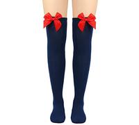 Generico Calcetines largos para mujer Bowknot en color Calcetines altos por encima de la rodilla Calcetines Festival Navidad, F, Talla única