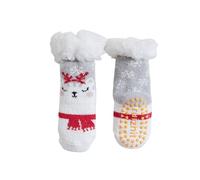 Genérico Calcetines pantuflas para bebé suaves de vellón cálido para niños pequeños, antideslizantes y acogedores para interiores, regalo ideal para Navidad o invierno (Grey, S)