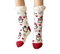 Genérico Calcetines pantuflas para mujer Fuzzy Cozy Winter Thick Warm Cómodo Fleece Soft Calcetines de Navidad Calcetines Pompones (White, One Size)