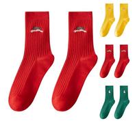 Genérico Calcetines para Mujer Invierno Mujer navideños de algodón Bordados con Bolsa de Regalo de Alta Gama para otoño e Invierno para de Media Pantorrilla para Nochebuena Casuales