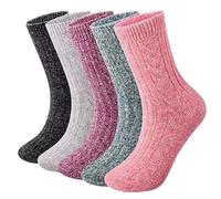 Genérico Calcetines Termicos Mujer Invierno De Invierno Mujer Deportivos de Punto Trenzado para 5 Pares de Lana Gruesa y cálida de Colores Combinados hasta Media Pantorrilla para Invierno Casuales