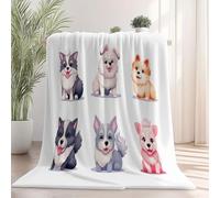 Genérico Cálida Manta de Franela 127 x 152 cm - no se desprende Frazada Estampado Adorable Animal Cachorro, Blanco Ligera no Hace Bolitas Manta para sofá Cama Coche decoración