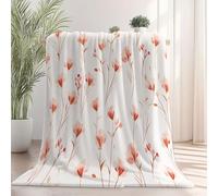 Genérico Cálida Manta de Franela 127 x 152 cm - no se desprende Frazada Estampado Simple Plantas Floral, Color Claro Ligera no Hace Bolitas Manta para sofá Cama Coche decoración