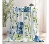 Genérico Cálida Manta de Franela 150 x 200 cm - no se desprende Frazada Estampado Acuarela Cuadros Plantas, Blanco Ligera no Hace Bolitas Manta para sofá Cama Coche decoración
