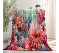 Genérico Cálida Manta de Franela 180 x 200 cm - no se desprende Frazada Estampado Naturaleza Coral Plantas, Vistoso Ligera no Hace Bolitas Manta para sofá Cama Coche decoración