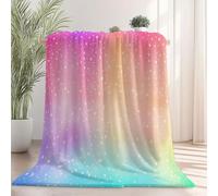Genérico Cálida Manta de Franela 220 x 238 cm - no se desprende Frazada Estampado Dibujo Degradado Arcoíris Estrellas, Vistoso Ligera no Hace Bolitas Manta para sofá Cama Coche decoración