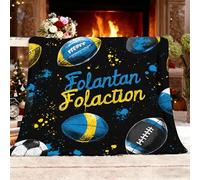 Genérico Cálida Manta Ligera para La Cama y Sofá, Adulto y Niño Manta Polar Garabatos de Deportes de Rugby Franela Doble Cara Suave y Fácil Cuidado, Todas Estaciones Negro Mantas Regalo L 100x130 cm