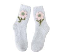 Genérico cálido invierno polar grueso para mujer, sin pérdida, con flores pequeñas, cálidas, pantorrilla, terciopelo de coral para el hogar, invierno, niña, color marrón, azul, Talla única