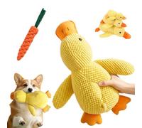 Genérico Calming Duck Toy for Dogs, Interactive Crinkle Dog Toy, Durable Bite-Resistant Yellow Duck Dog Toys with Quack Sound for Small & Medium Dogs (Yellow Duck+Carrot, Large)