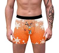 Genérico Calzoncillos Boxer Hombre - Calzoncillos Hombre Navidad Ropa Interior de Longitud Media con Estampado de Dibujos Animados para un Estilo Festivo cómodo (Orange L)
