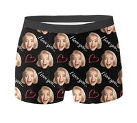 Genérico Calzoncillos con Foto y Nombre Personalizado, Calzoncillos Graciosos Hombre, Regalos Personalizados para Hombre, Marido, Novio, Regalos San valentín Originales, Aniversario S-5XL