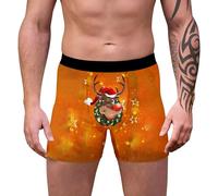 Genérico Calzoncillos De Navidad - Boxer Navidad Ropa Interior de Longitud Media con Estampado de Dibujos Animados para Mayor Comodidad y Estilo en Cualquier reunión Festiva (Orange L)