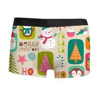Genérico Calzoncillos Hombre Boxer de Navidad Premium, Impresión Navideña en 3D，Cintura Elastica Bragueta de Ventilación Pata Alargada Antiroce, Calzoncillos Tipo Trunk Liso con Apertura