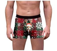 Genérico Calzoncillos Hombre Boxer Navidad, Calzoncillos Deportivos Hombre Calzoncillos Masculinos con Estampado Navideño A Cuadros Y Cintura Media Divertidos Y Ajustados
