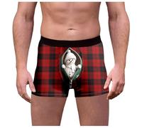 Genérico Calzoncillos Navidad Hombre, Boxer Hombre Calzoncillos Masculinos con Estampado Navideño A Cuadros Y Cintura Media Divertidos Y Ajustados