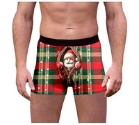 Genérico Calzoncillos Navidad Hombre, Pack Calzoncillos Hombre Calzoncillos con Estampado Navideño A Cuadros Y Cintura Media Divertidos Y Ajustados