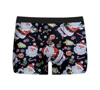 Genérico Calzoncillos navideños 3D para Hombre Tipo bóxer Divertidos de Papá Noele Talla Grande Feos Calzoncillo Boxers absorben la Humedad Rojo Graciosos Boxer Slip Fin Año