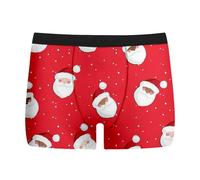 Genérico Calzoncillos navideños 3D para Hombre Tipo bóxer Divertidos de Papá Noele Talla Grande Feos Calzoncillo Boxers absorben la Humedad Rojo Graciosos Boxer Slip Fin Año
