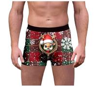 Genérico Calzoncillos Navideños, Boxers Hombre Calzoncillos con Estampado Navideño A Cuadros Y Cintura Media Divertidos Y Ajustados