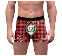 Genérico Calzoncillos Navideños, Calzoncillos Boxer Hombre Calzoncillos con Estampado Navideño A Cuadros Y Cintura Media Divertidos Y Ajustados