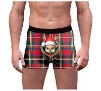 Genérico Calzoncillos Navideños Hombre, Boxer Hombre Calzoncillos con Estampado Navideño A Cuadros Y Cintura Media Divertidos Y Ajustados