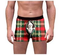 Genérico Calzoncillos Navideños Hombre, Boxer Y Ropa Interior para Hombre Calzoncillos Masculinos con Estampado Navideño A Cuadros Y Cintura Media Divertidos Y Ajustados