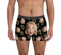 Genérico Calzoncillos Personalizados Hombre Boxer con Foto Cara Divertida Calzoncillo De Novedad Ropa Interior Personalizada Pantalones Cortos De Cumpleaños De Navidad Novio Esposo Soft 2026