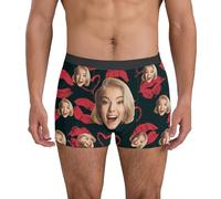 Genérico Calzoncillos Personalizados Hombre Boxer con Foto Cara Divertida Calzoncillo De Novedad Ropa Interior Personalizada Pantalones Cortos De Cumpleaños De Navidad Novio Esposo Soft 2026