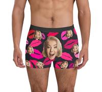 Genérico Calzoncillos Personalizados Hombre Boxer con Foto Cara Divertida Calzoncillo De Novedad Ropa Interior Personalizada Pantalones Cortos De Cumpleaños De Navidad Novio Esposo Soft 2026